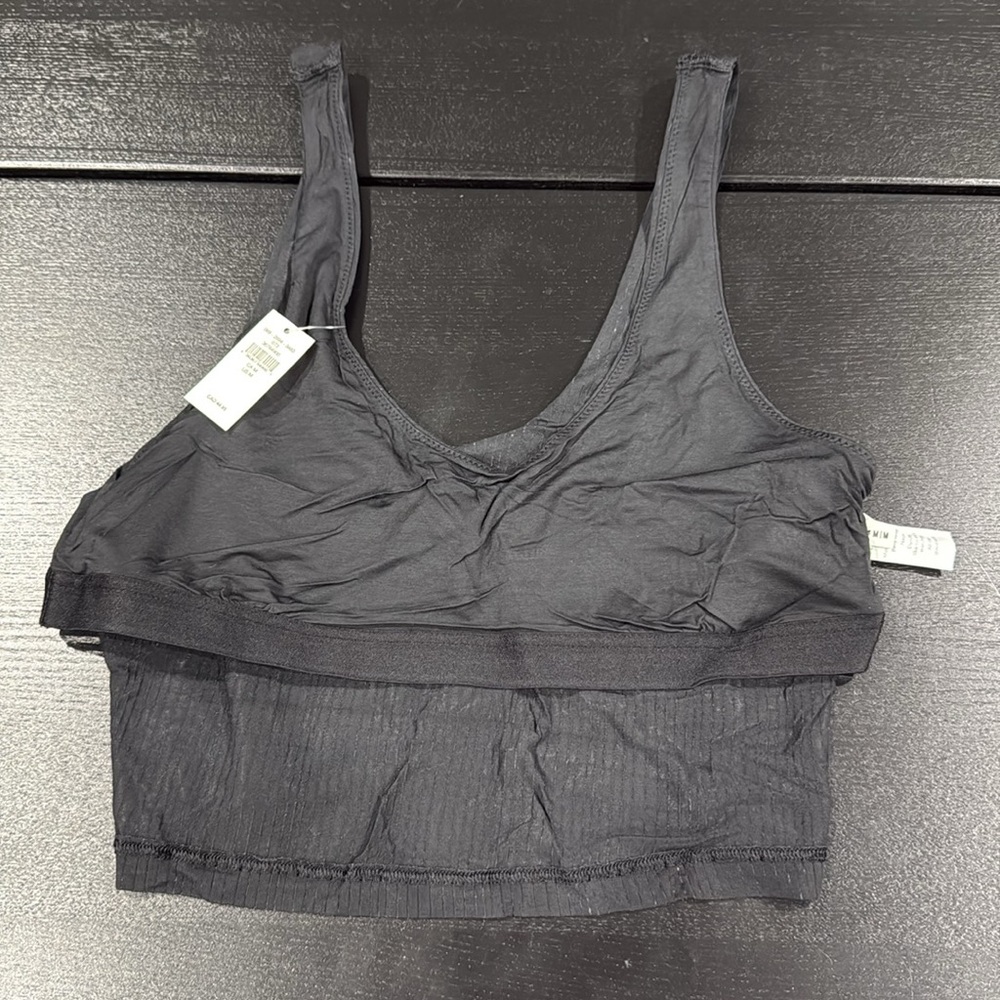 Aerie Black Cropped Tank Top with Built in Bra Liner - M - Picture 8 of 9
